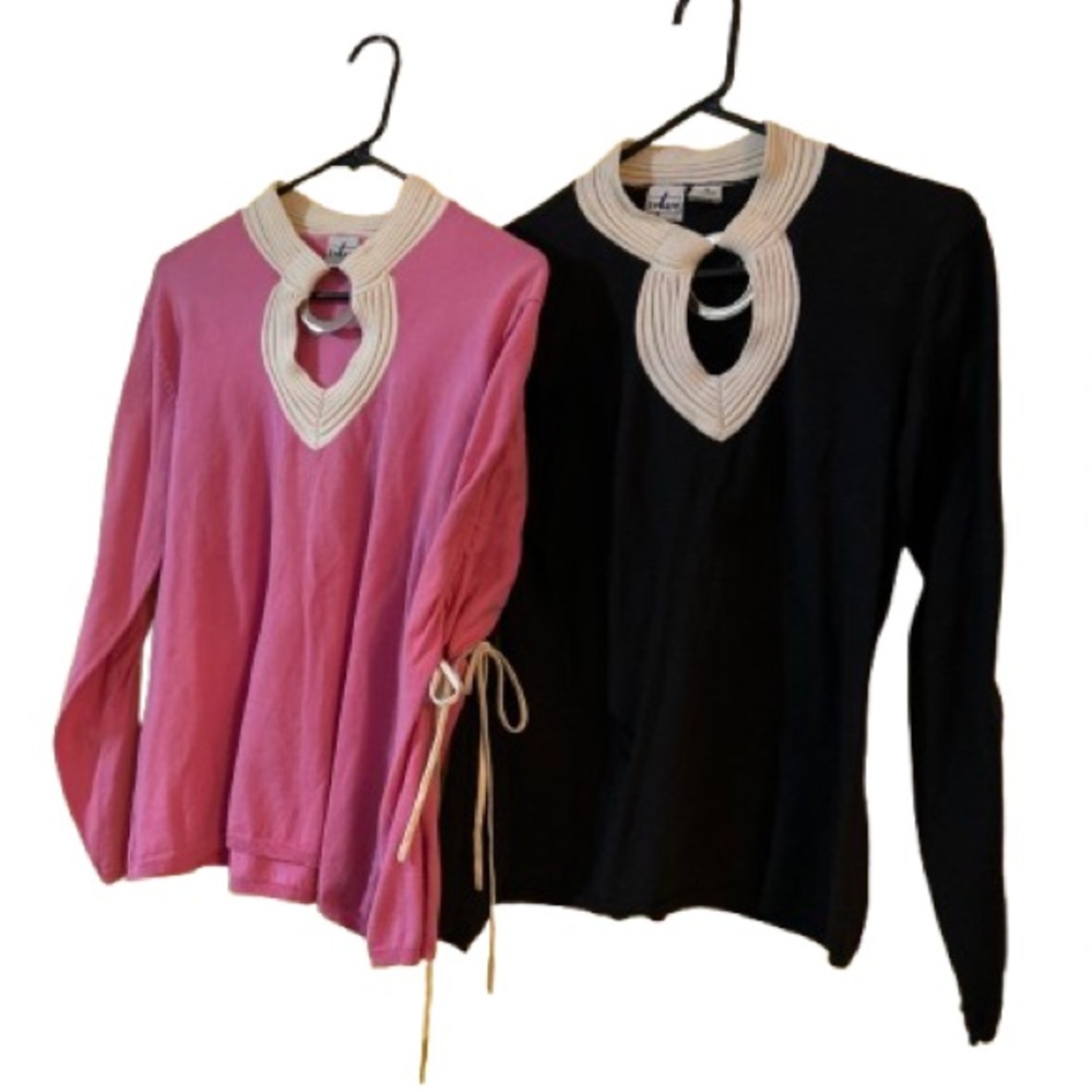 Elegant Women's Pink and Black Sweater Set